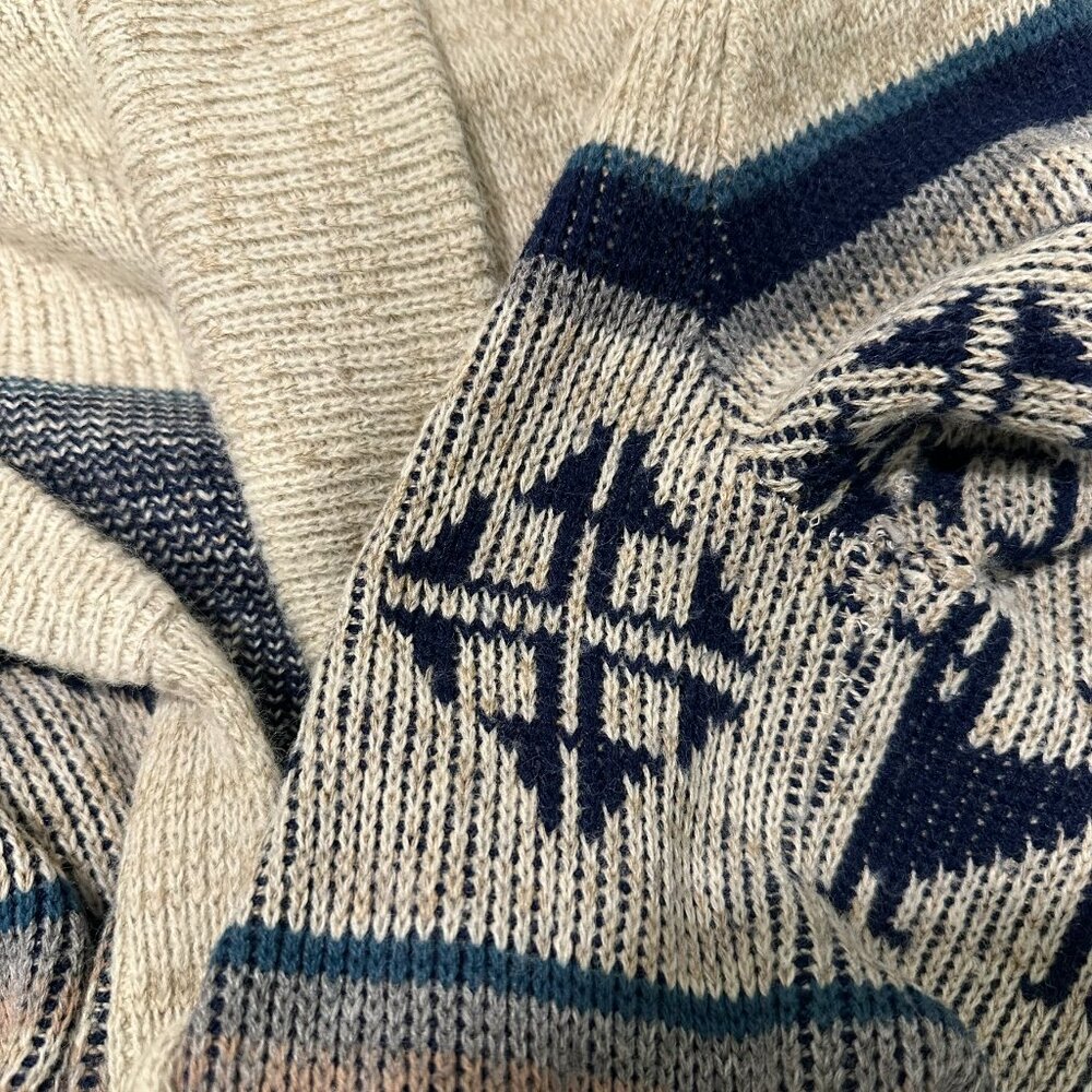 Vtg 70s 80s Dimension By Milford Southwest Llama Aztec Cardigan Sweater Lrg USA - Picture 12 of 13